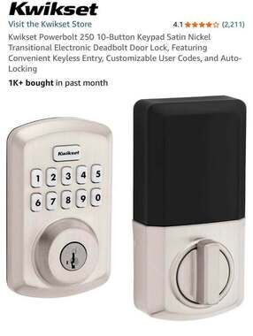 Kwikset Powerbolt 250 10-Button Keypad Satin Nickel Electronic Door Lock